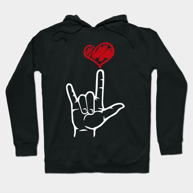 ASL I Love You Hand Heart American Sign Language Hoodie by irelandefelder